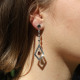 Boucles d'oreilles d'exception en argent, marcassites et pierre grenat