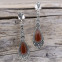 Boucles d'oreilles d'exception en argent, marcassites et pierre cornaline