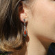 Boucles d'oreilles d'exception en argent, marcassites et pierre cornaline