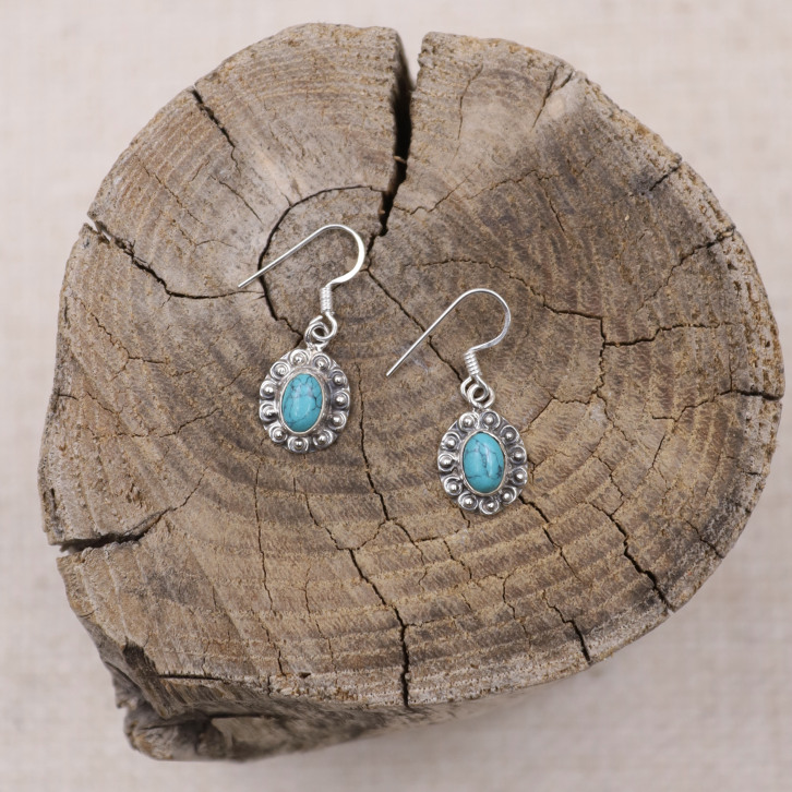 Boucles d'oreilles en argent et turquoise