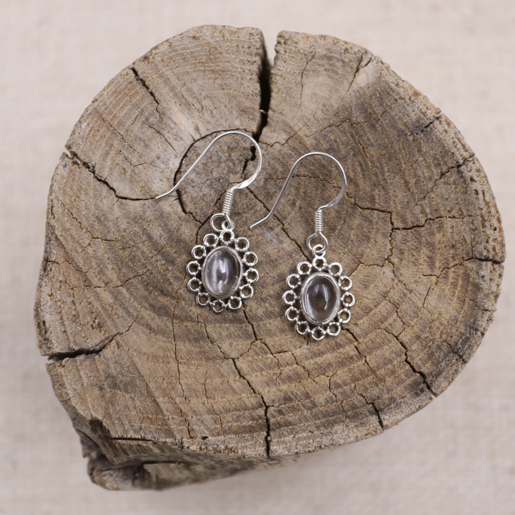 Boucles d'oreilles en argent et quartz