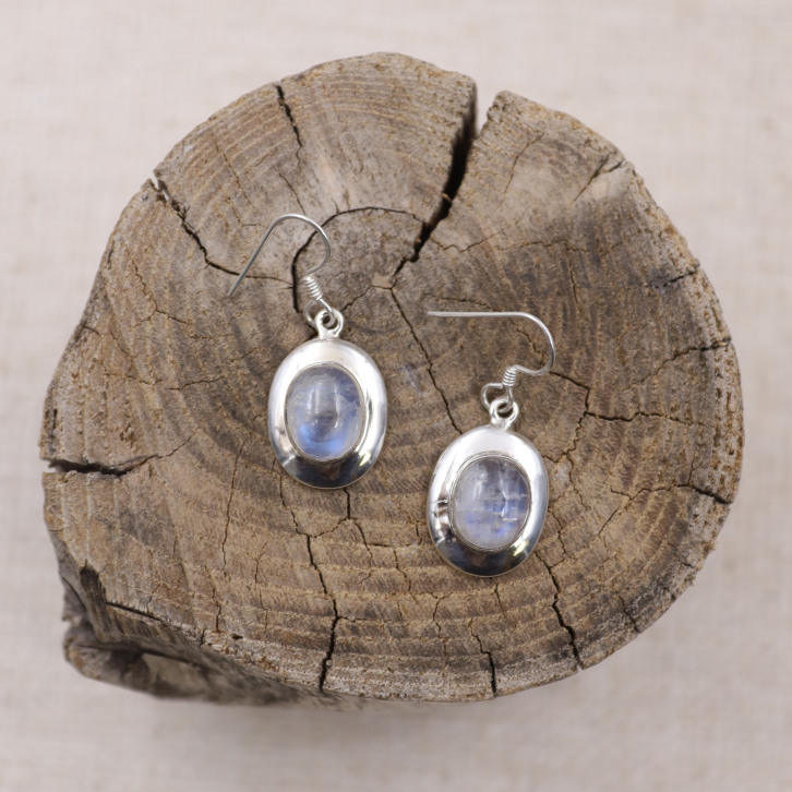 Boucles d'oreilles en argent et pierre de lune