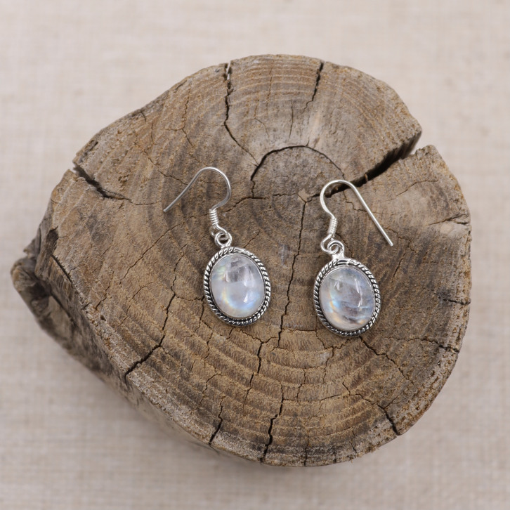 Boucles d'oreilles en argent et pierre de lune