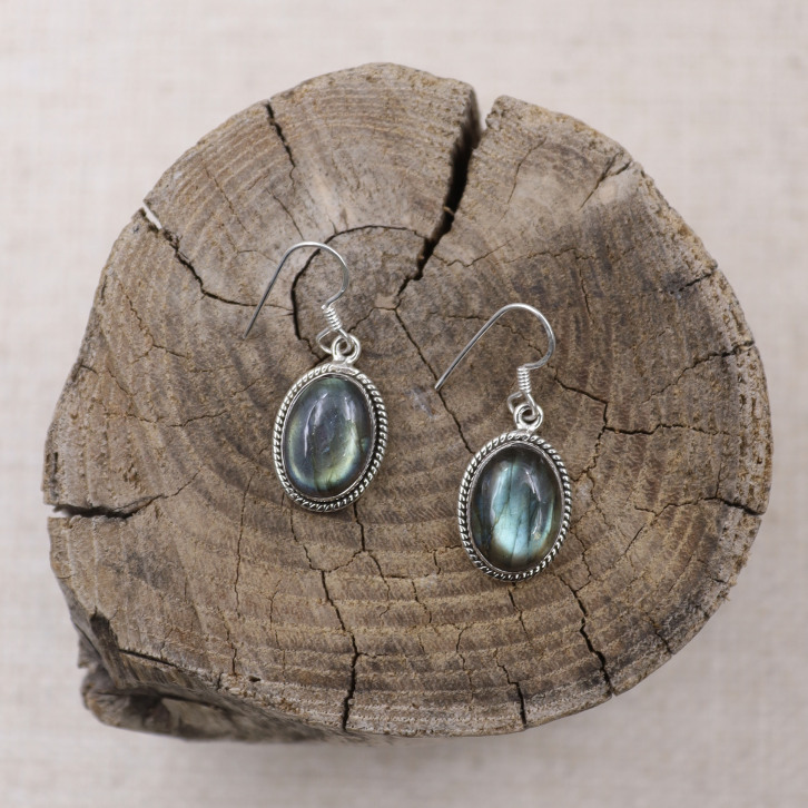 Boucles d'oreilles en argent et labradorite