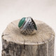 Bague en argent et agate verte