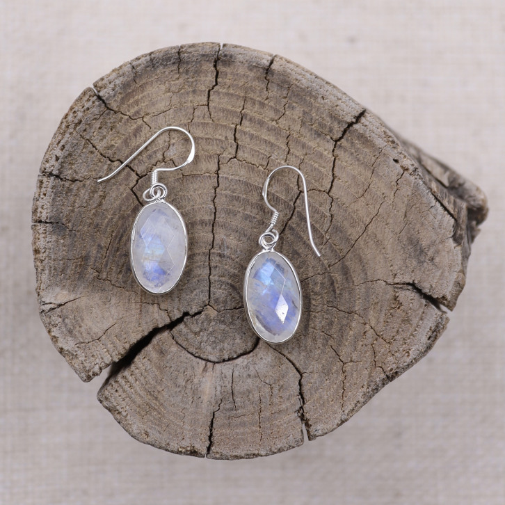 Boucles d'oreilles en argent et pierre de lune