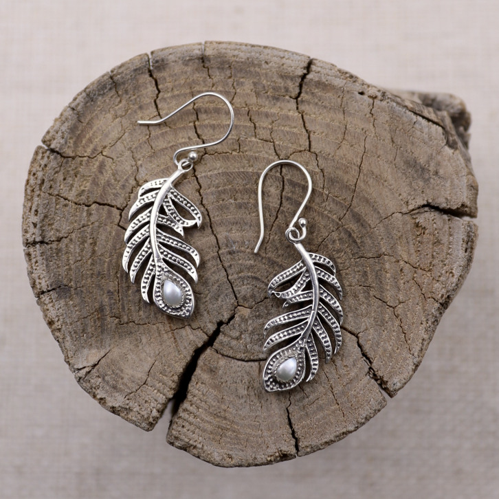 Boucles d'oreilles en argent et perle de rivière