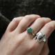 Bague en argent et agate verte