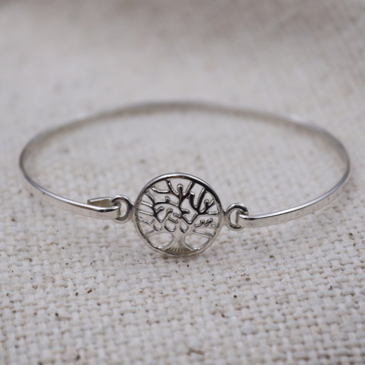 Bracelet rigide en argent "arbre de vie"