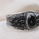 Bracelet rigide en argent et obsidienne dorée