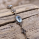 Bracelet d'exception en argent avec topaze bleue et marcassite