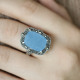 Bague d'exception en argent avec jade bleu et marcassite