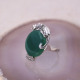 Bague d'exception en argent avec agate verte et marcassites