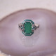 Bague d'exception en argent avec agate verte et marcassites