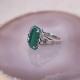 Bague d'exception en argent avec agate verte et marcassites