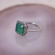 Bague d'exception en argent avec agate verte et marcassites