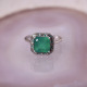 Bague d'exception en argent avec agate verte et marcassites