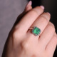 Bague d'exception en argent avec agate verte et marcassites