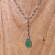 Collier d'exception en argent avec agate verte et marcassites