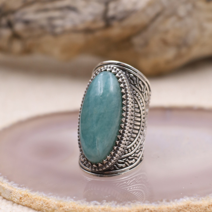 Bague en argent et amazonite