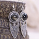 Boucles d'oreilles en argent  et pierre obsidienne
