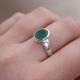 Bague en argent et agate verte