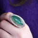 Bague en argent et pierre agate verte