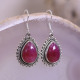 Boucles d'oreilles en argent et racine de rubis