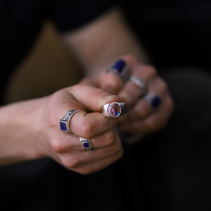 Bague en argent et turquoise cuivrée rose