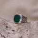 Bague en argent et agate verte