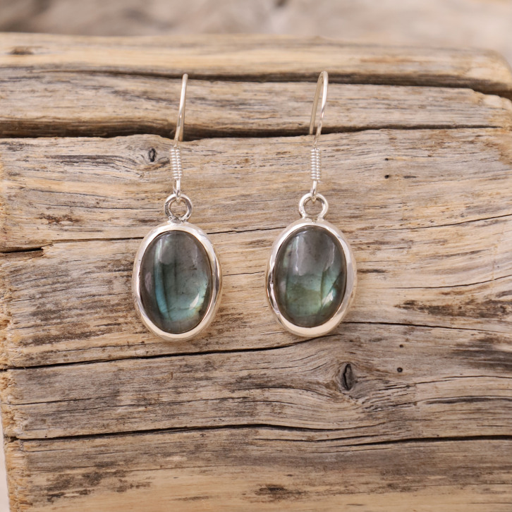 Boucles d'oreilles en argent et labradorite