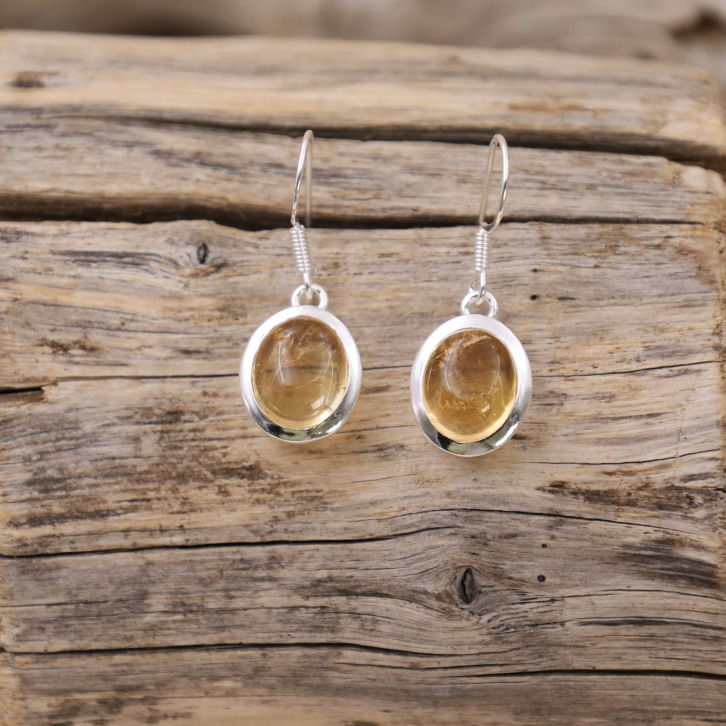 Boucles d'oreilles en argent et citrine