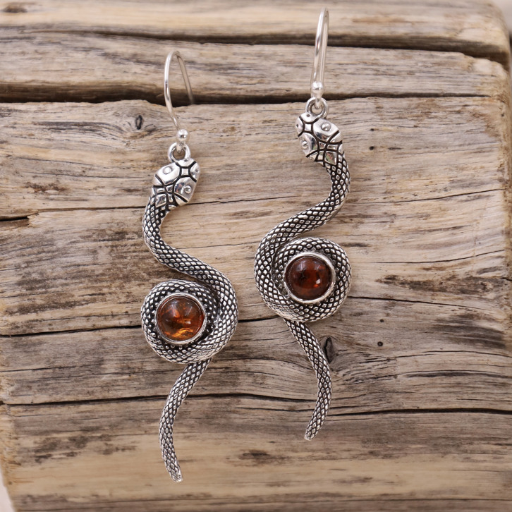 Boucles d'oreilles en argent et ambre