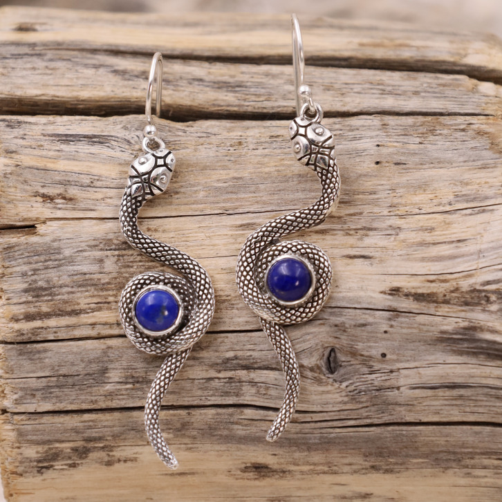 Boucles d'oreilles en argent et lapis lazuli