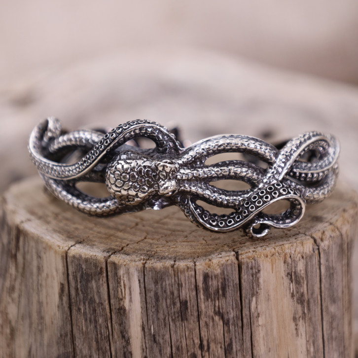 Bracelet rigide en argent - pieuvre