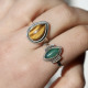 Bague en argent et agate verte