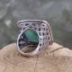 Bague d'exception en argent avec jade et marcassites