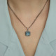 Pendentif d'exception en argent avec topaze bleue et marcassite