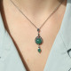 Collier d'exception en argent avec agate verte et marcassites