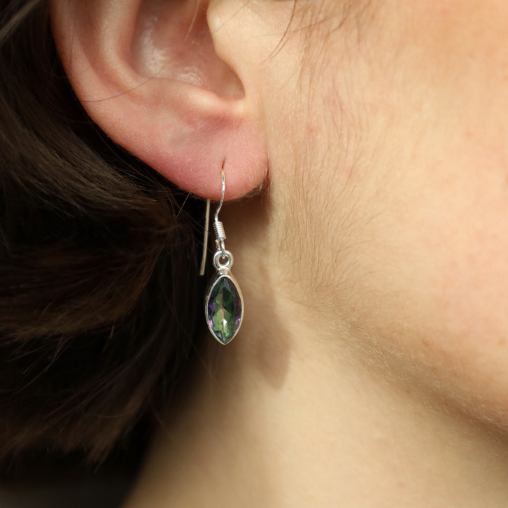 Boucles d'oreilles en argent et topaze mystique