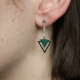 Boucles d'oreilles d'exception en argent avec agate verte et marcassite