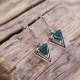 Boucles d'oreilles d'exception en argent avec agate verte et marcassite