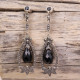 Boucles d'oreilles d'exception en argent avec onyx et marcassite