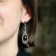 Boucles d'oreilles d'exception en argent avec onyx et marcassite