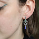 Boucles d'oreilles d'exception en argent avec agate verte, lapis lazuli et marcassite
