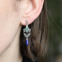 Boucles d'oreilles d'exception en argent avec agate verte, lapis lazuli et marcassites
