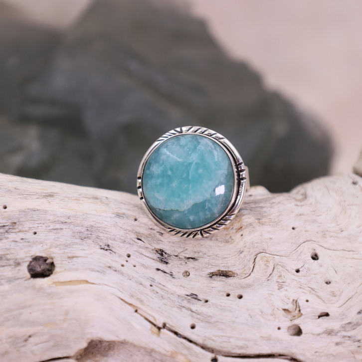 Bague en argent et amazonite