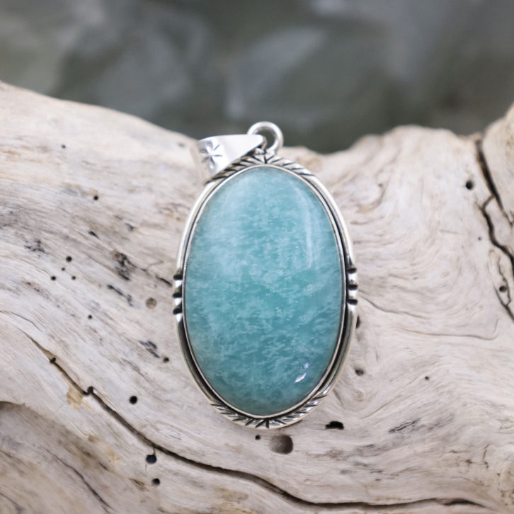 Pendentif en argent et amazonite