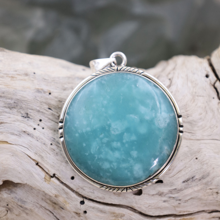 Pendentif en argent et amazonite