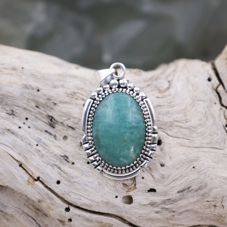 Pendentif en argent et amazonite